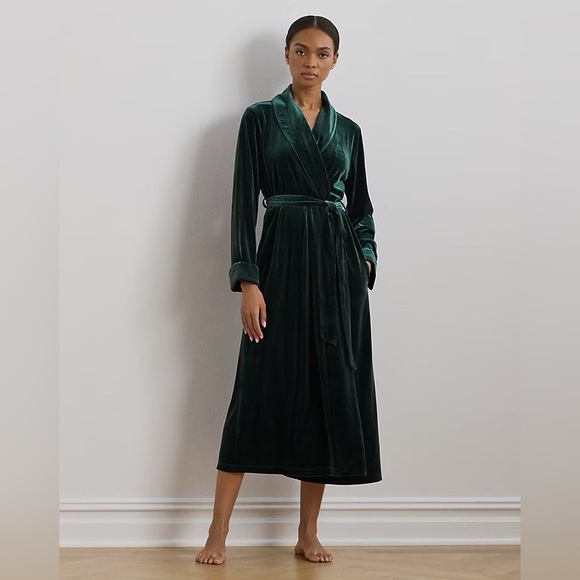 Lauren Ralph Lauren Other - Lauren by Ralph Lauren Velvet Long Shawl-Collar Robe Embroidered logo